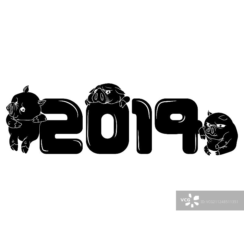 黑白猪：新年象征图片素材