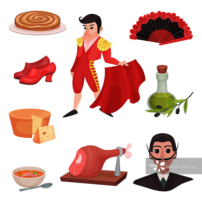 西班牙传统物品和名人图片素材