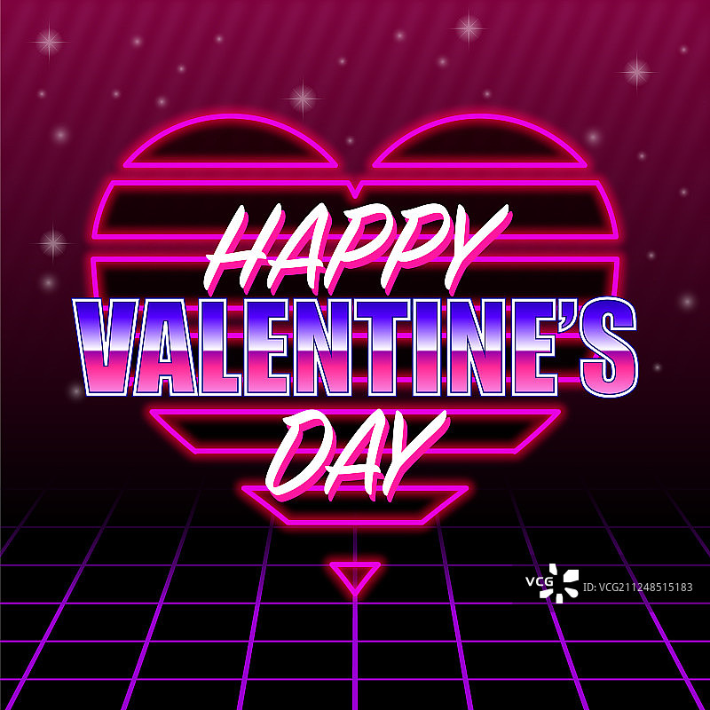 80年代霓虹灯情人节爱心图片素材