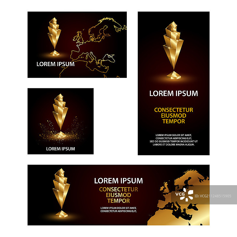 低多边形运动国家联赛杯 banner 套装图片素材