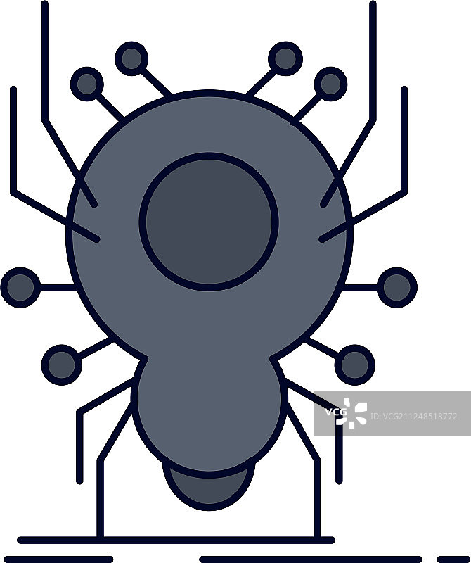 昆虫、蜘蛛、病毒APP扁平风格彩色图标图片素材