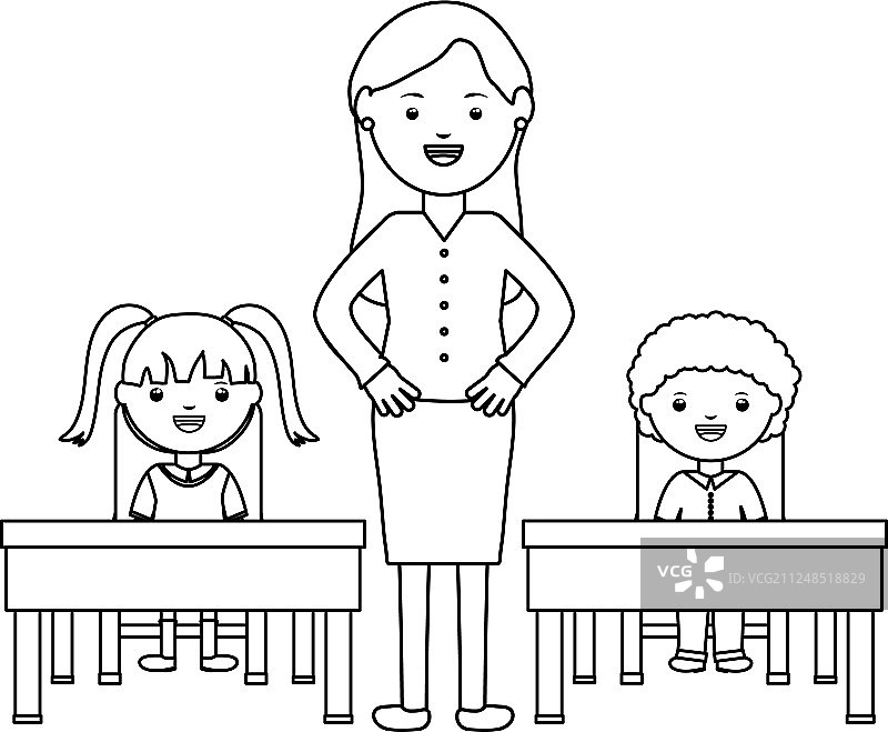 男女学生同坐课桌图片素材