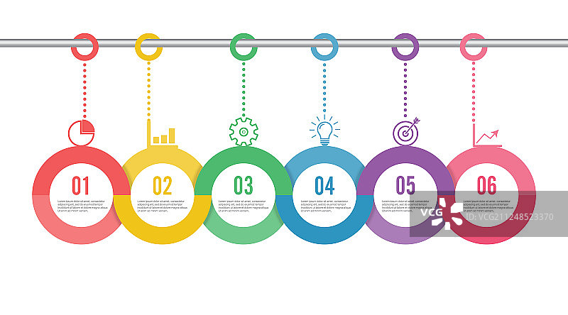 彩色水平时间线信息图表模板图片素材