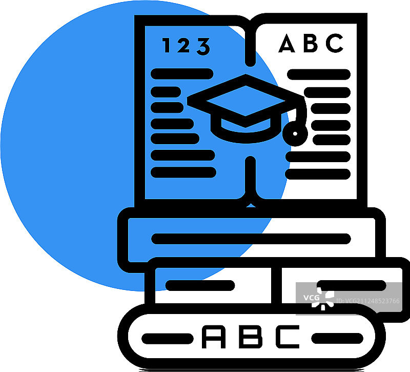 打开的书本上的三本书教育图标图片素材