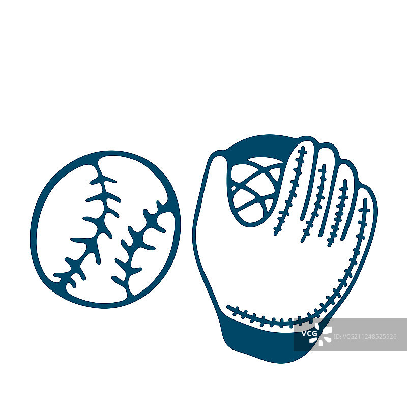 涂鸦风格棒球手套图标图片素材