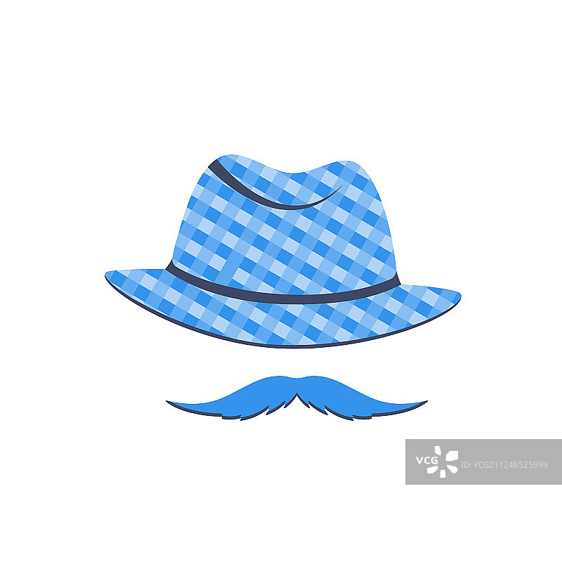 潮人胡子和帽子，白色背景图片素材