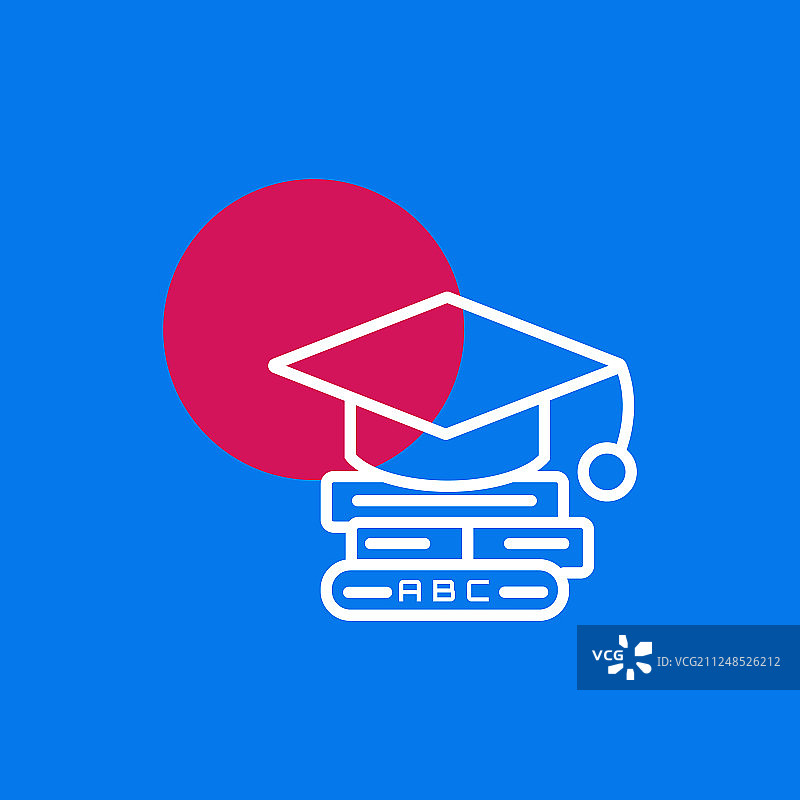 学习图标：带有教育帽子的三本书图片素材