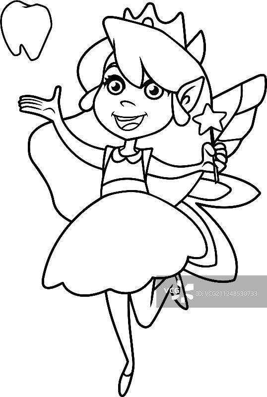 小牙仙线条画图片素材