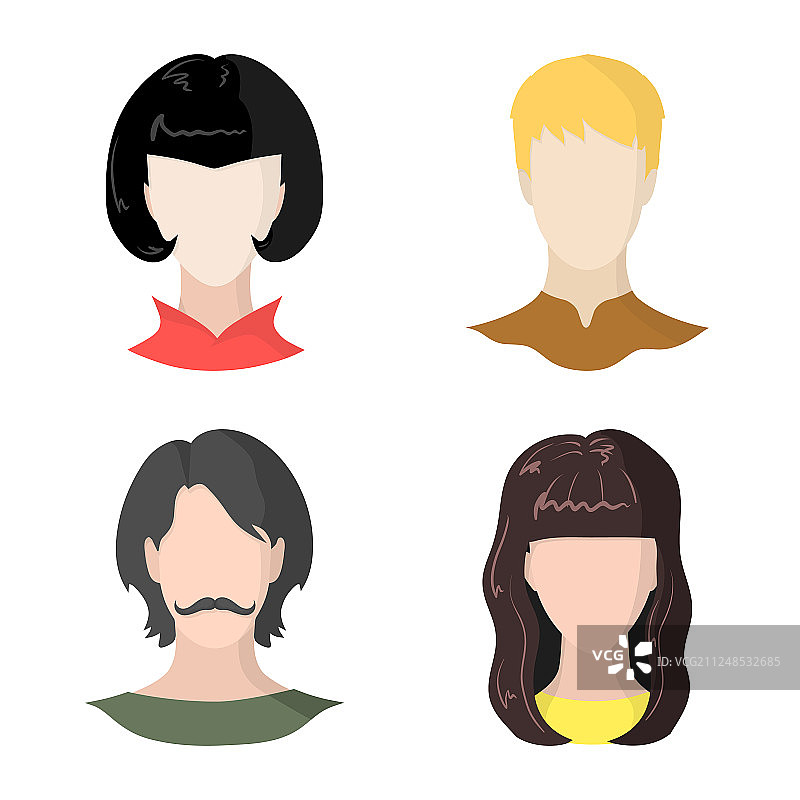 头像和虚拟人物图标集图片素材