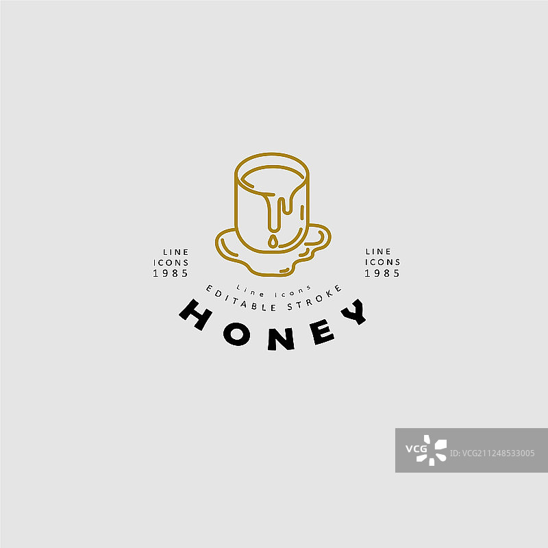 蜂蜜可编辑轮廓图标和logo图片素材