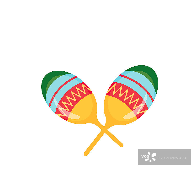 彩色卡通沙锤墨西哥乐器图片素材