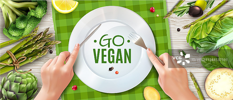 逼真的纯素食品广告海报图片素材