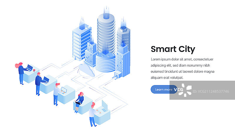 智慧城市2.5D着陆页模板图片素材
