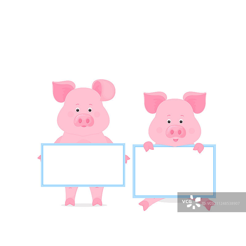 小猪拿着空白标志牌海报图片素材