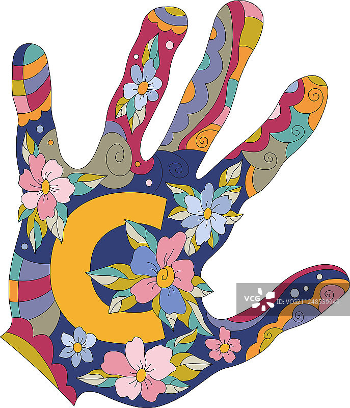 手持字母C图片素材