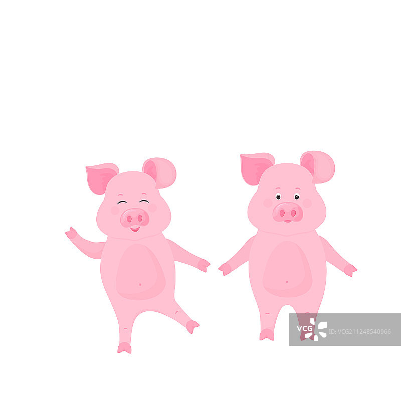 可爱的小猪卡通角色：有趣的动物图片素材