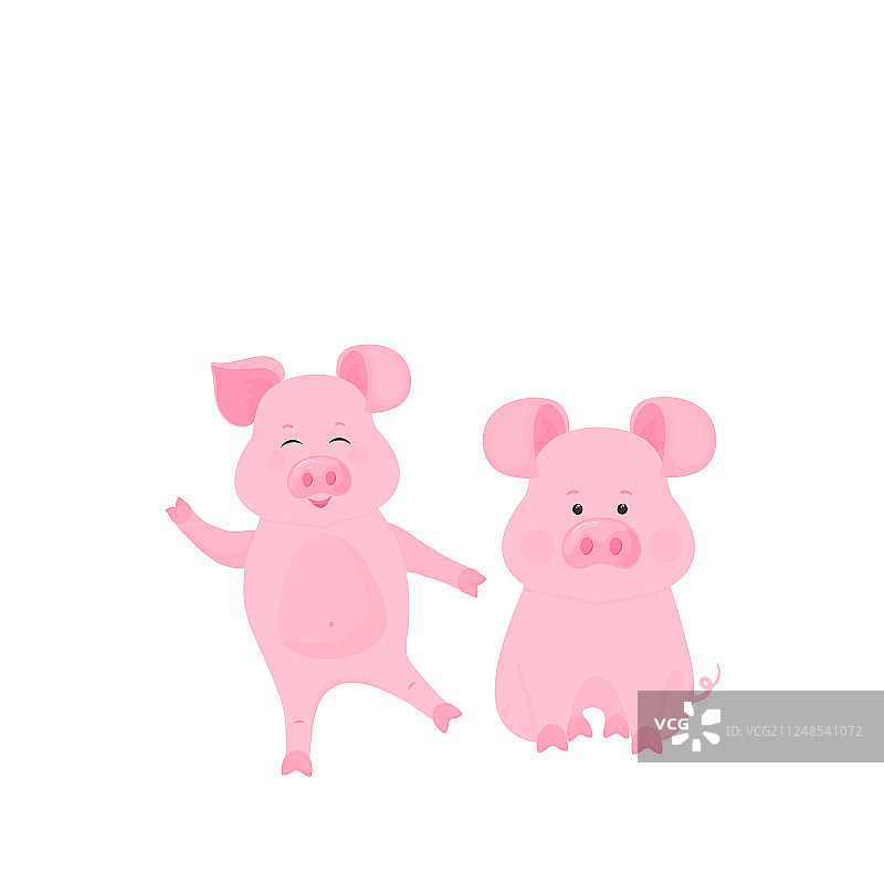 可爱的小猪卡通角色：有趣的动物图片素材