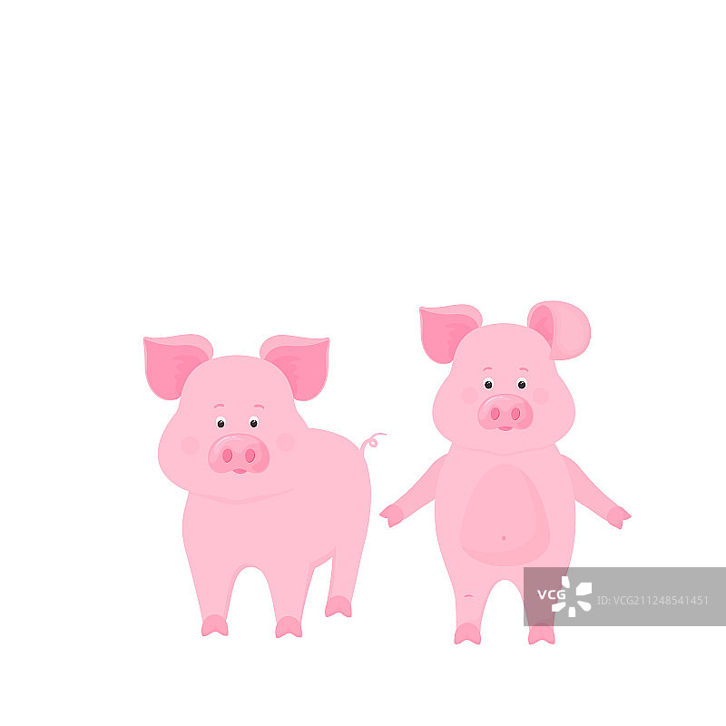 可爱的小猪卡通角色：有趣的动物图片素材