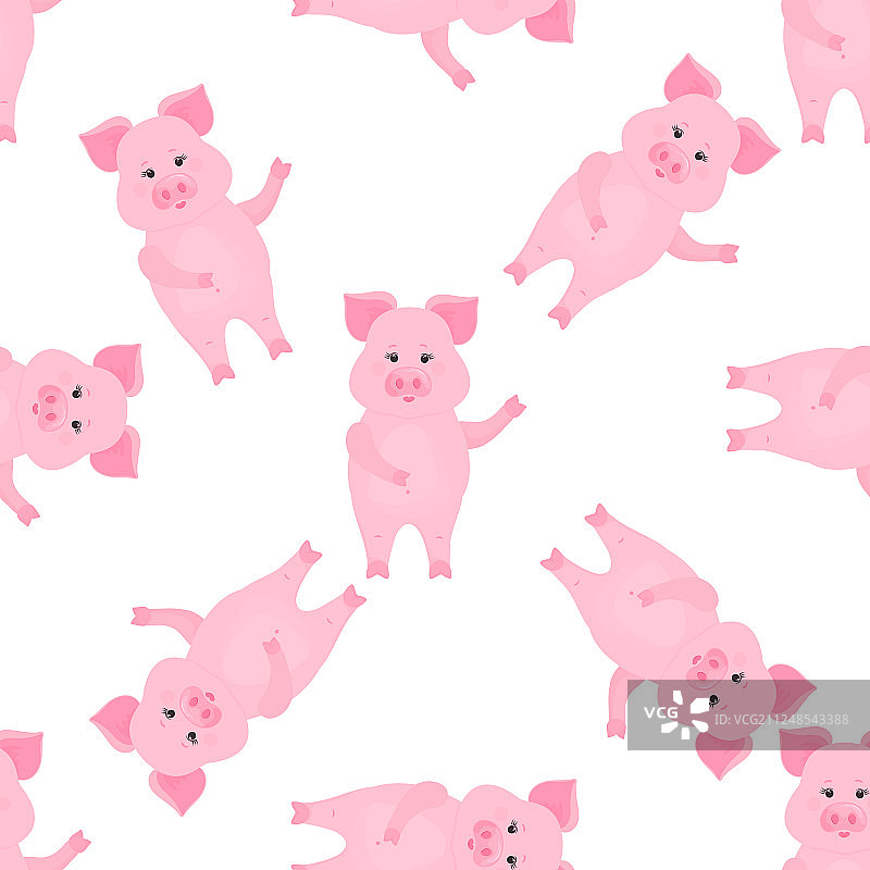 可爱的小猪卡通角色：有趣的动物图片素材