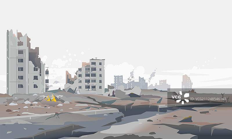 地震废墟城市背景图片素材