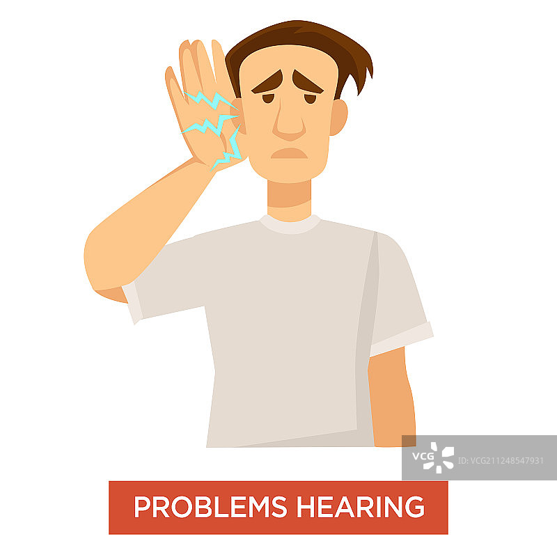 听力问题耳聋男子耳部功能障碍治疗图片素材