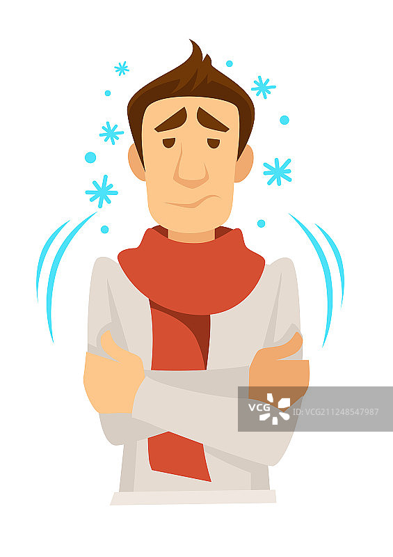 戴围巾的男人冷得发抖图片素材