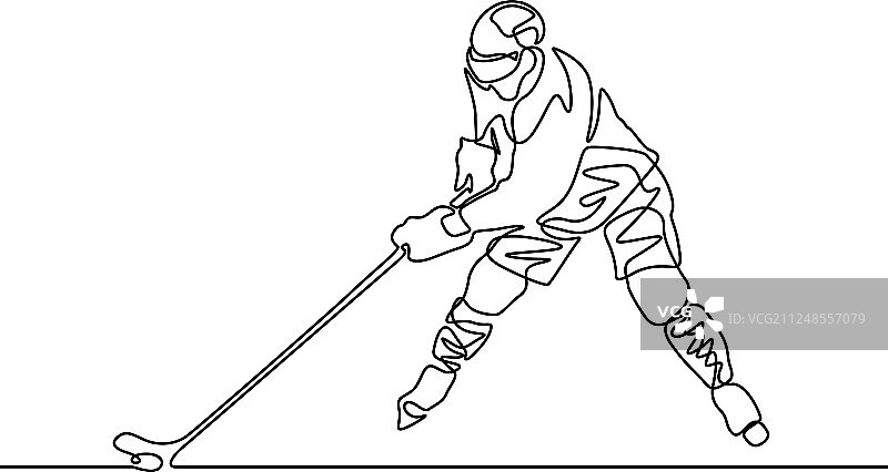 曲棍球运动员连续单线画图片素材