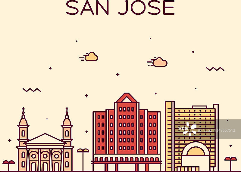 美国加州北部圣何塞天际线图片素材