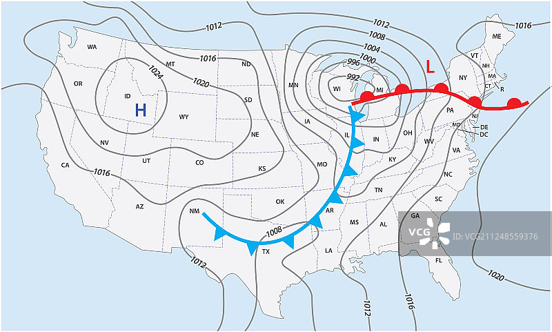 美国虚构天气地图图片素材
