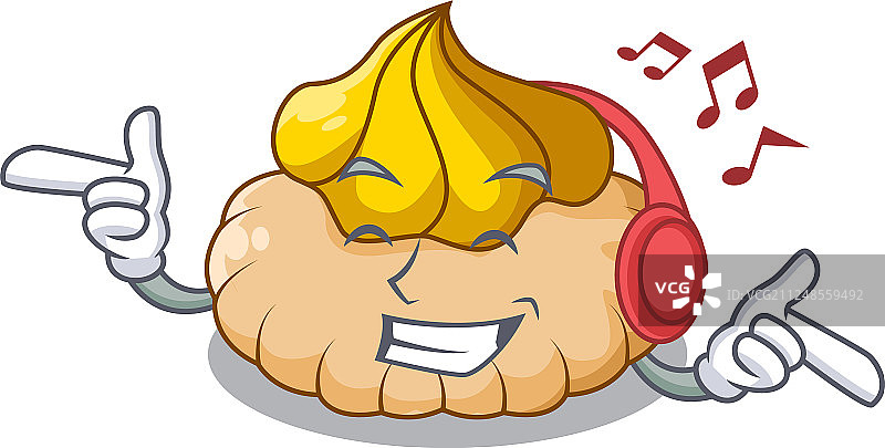 听音乐的巧克力饼干吉祥物冰淇淋图片素材