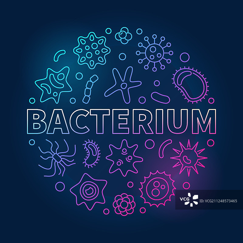 圆形彩色微生物线条图片素材