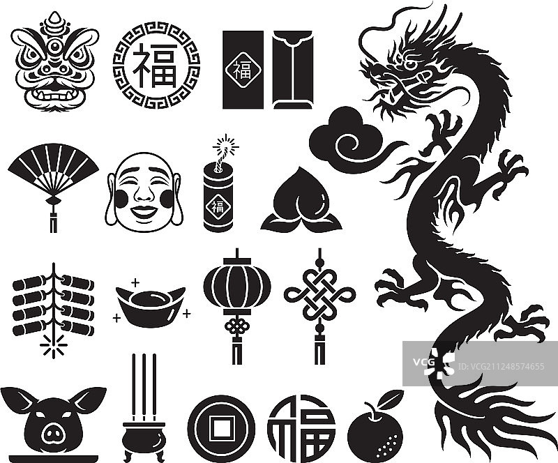 中国新年图标插画合集图片素材