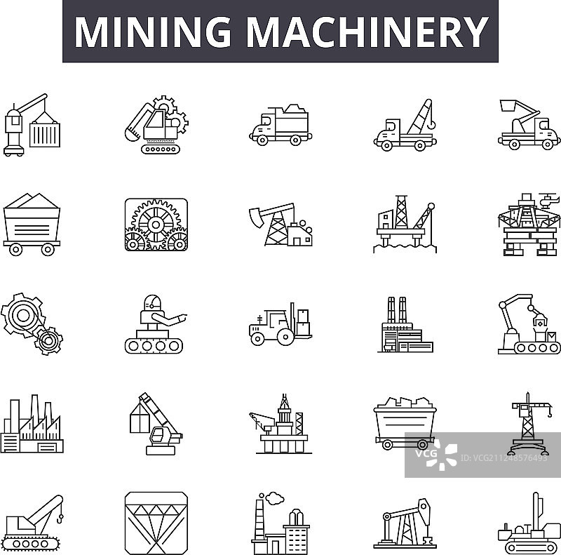 采矿机械设备线性图标图片素材