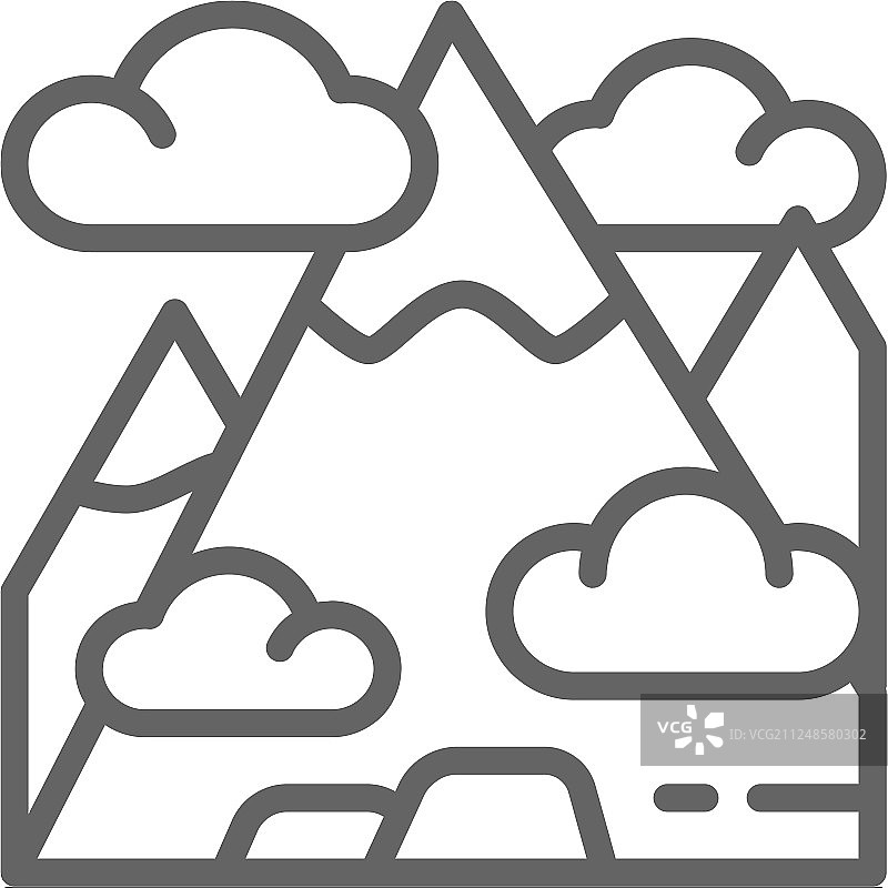 山峰旅游线条图标图片素材