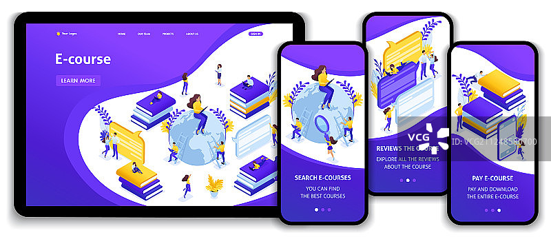 2.5D在线学习教育概念图片素材