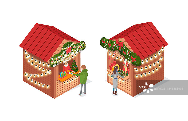 圣诞集市街边店铺图片素材