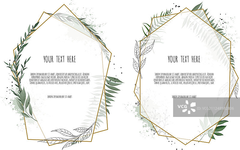 树叶几何边框卡片图片素材