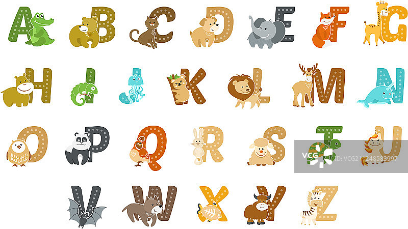有趣的动物字母表图片素材
