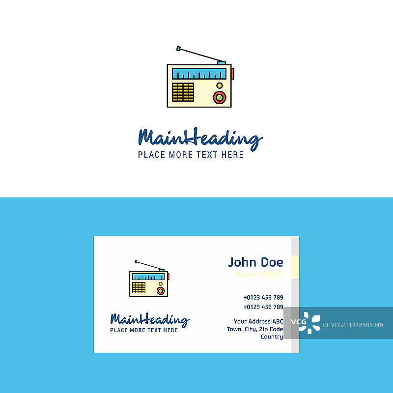 扁平风格收音机logo和名片模板图片素材