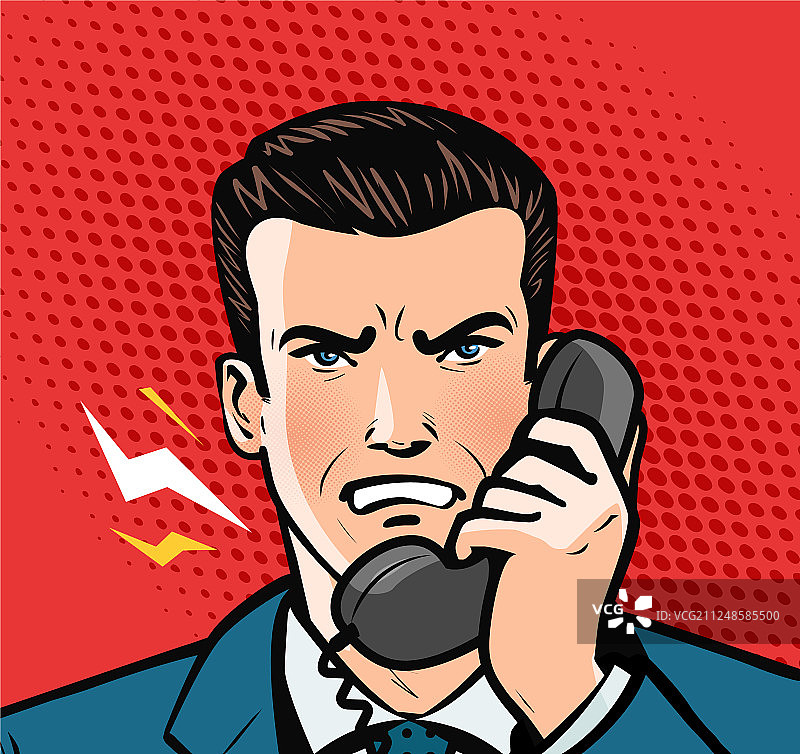 生气的男人在打电话，商业概念图片素材