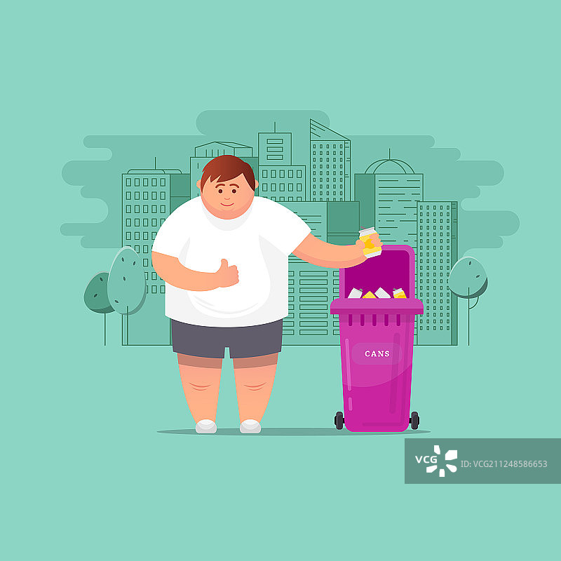 男人在垃圾桶里扔垃圾图片素材