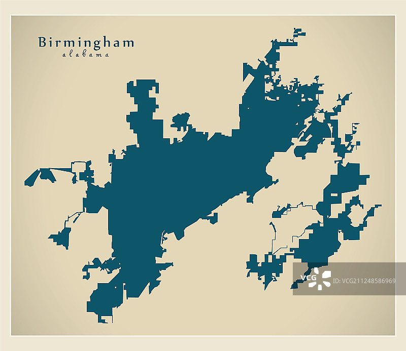 现代城市地图-阿拉巴马州伯明翰市图片素材