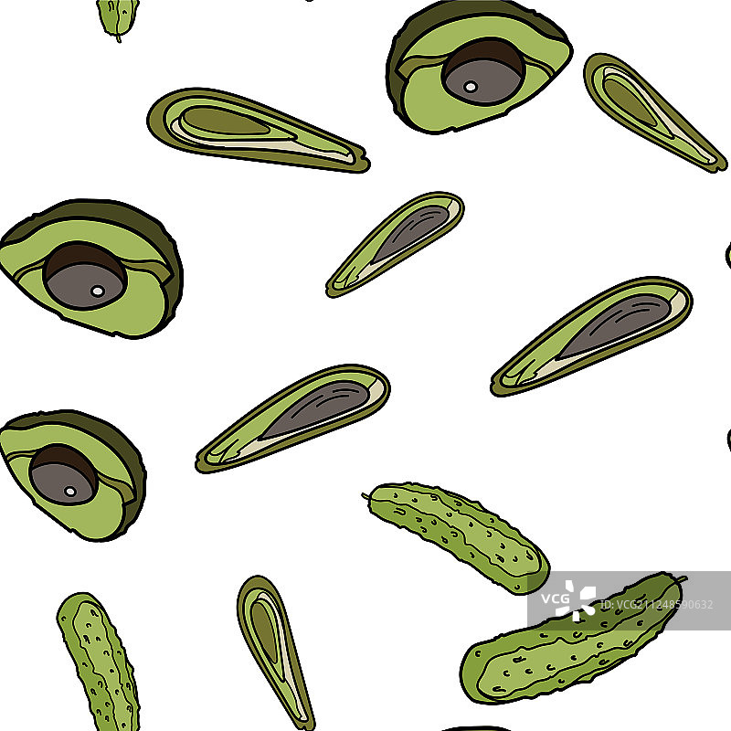 黄瓜和鳄梨无缝图案图片素材