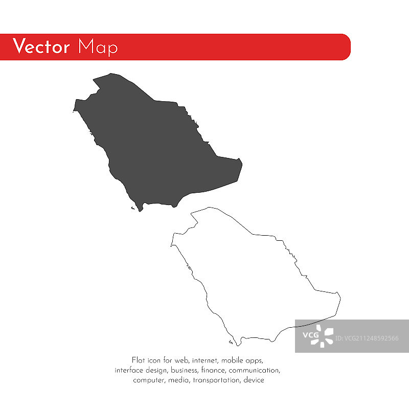 沙特阿拉伯地图（孤立）图片素材