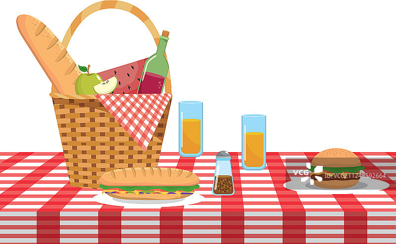 独立的野餐篮设计图片素材