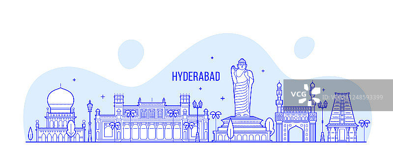 印度特伦甘纳邦海得拉巴城市天际线图片素材