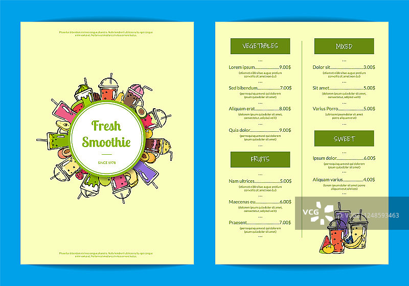 涂鸦奶昔咖啡馆或餐厅菜单图片素材