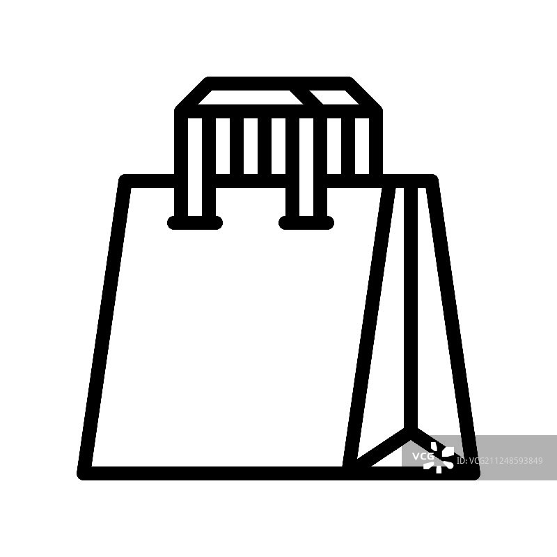 纸袋线条风格图标图片素材