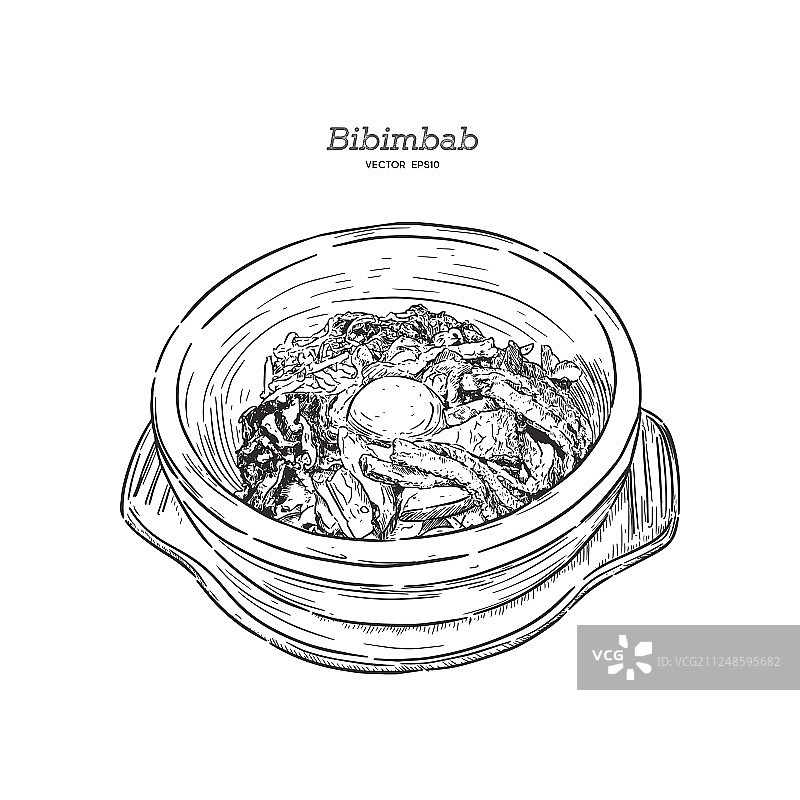 韩式拌饭手绘草图图片素材