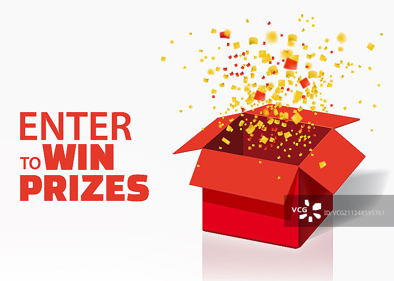 爆炸打开的红色礼品盒图片素材